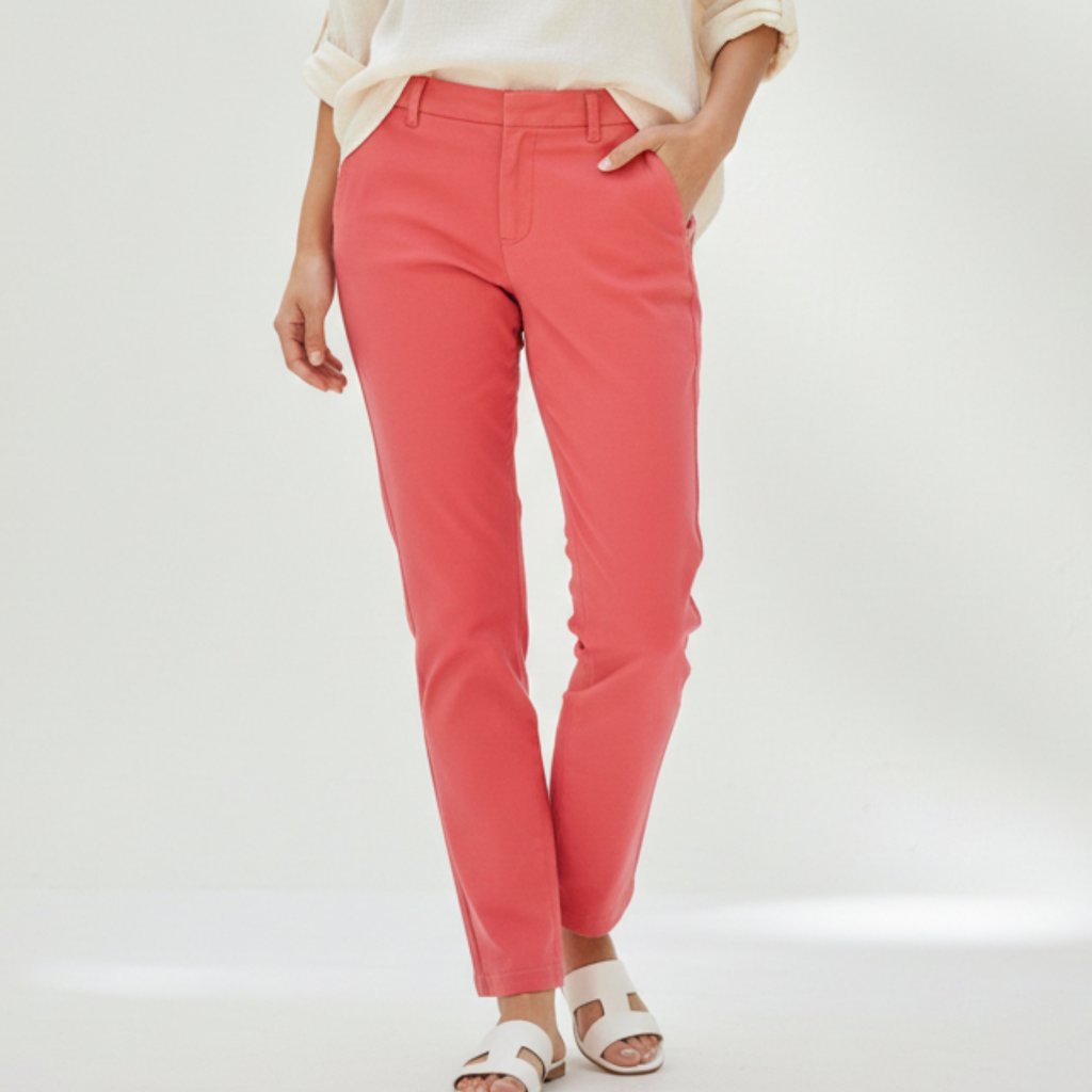 Vince Camuto Coral Pink Slim Ankle Pants Size 2p Petite Cotton Blend
